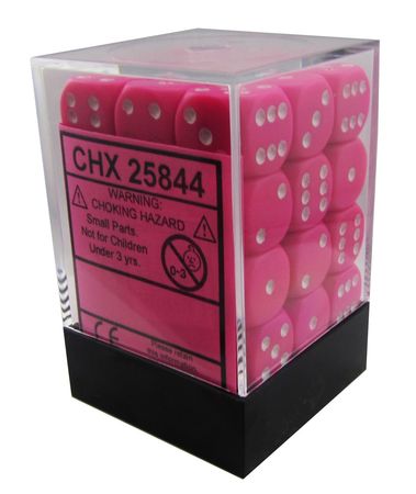 CHX 25844 Pink/White Opaque 36 Count 12mm D6 Dice Set