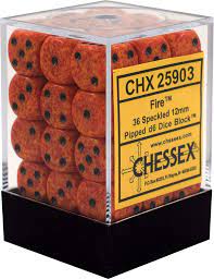 CHX 25903 Fire Speckled 36 Count 12mm D6 Dice Set