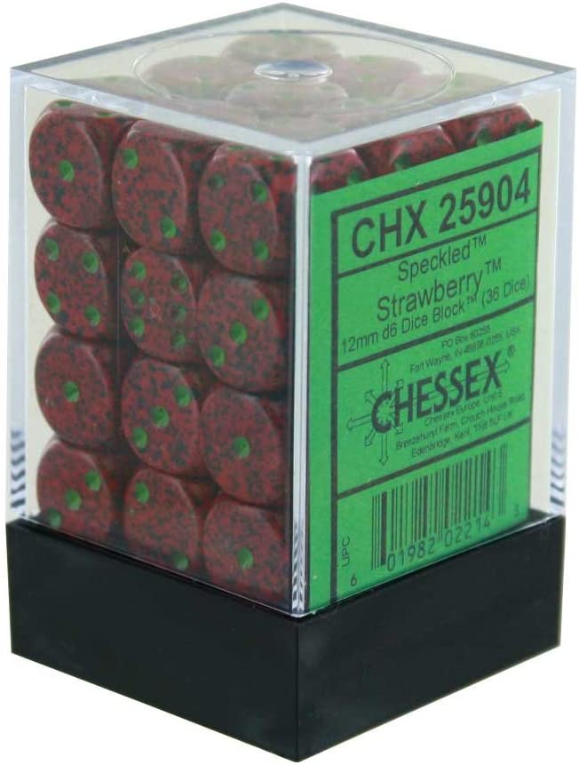 CHX 25904 Red Speckled Strawberry 36 Count 12mm D6 Dice Set