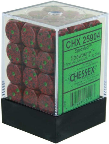 CHX 25904 Red Speckled Strawberry 36 Count 12mm D6 Dice Set