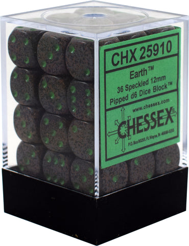 CHX 25910 Speckled Earth 36 Count 12mm D6 Dice Set