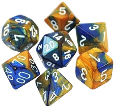 CHX 26422 Blue/Gold with White Gemini 7 Count Polyhedral Dice Set