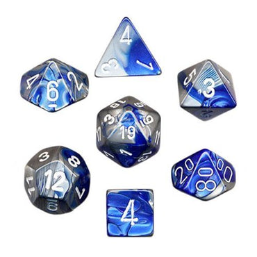 CHX 26423 Blue-Steel with White 7 Count Polyhedral Dice Set