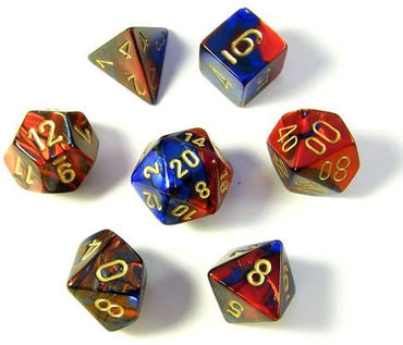 CHX 26429 Blue-Red With Gold Gemini 7 Count Polyhedral Dice Set