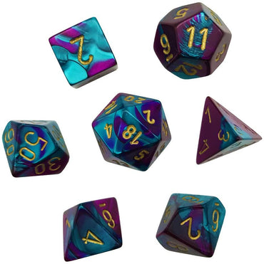 CHX 26449 Purple-Teal With Gold Gemini7 Count Polyhedral Dice Set