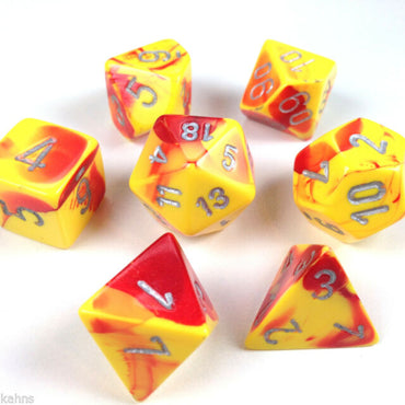 CHX 26450 Red-Yellow with Silver 7 Count Polyhedral Dice Set