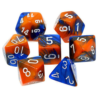 CHX 26452 Blue-Orange with White 7 Count Polyhedral Dice Set