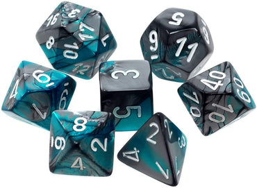 CHX 26456 Steel-teal with White Gemini 7 Count Polyhedral Dice Set