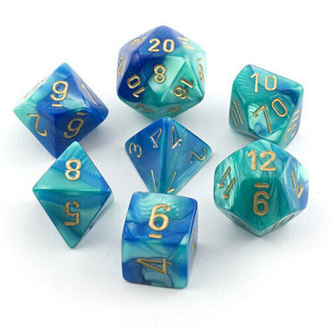 CHX 26459 Blue/Teal with Gold Gemini 7 Count Polyhedral Dice Set