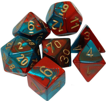 CHX 26462 Red/Teal with Gold Gemini 7 Count Polyhedral Dice Set