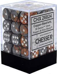 CHX 26824 Copper-Steel/White Gemini 36 Count 12mm D6 Dice Set