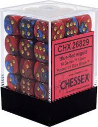 CHX 26829 Blue-Red/Gold Gemini 36 Count 12mm D6 Dice Set
