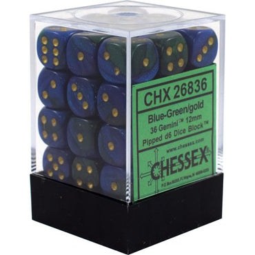 CHX 26836 Blue-Green/Gold 36 Count 12mm D6 Dice Set
