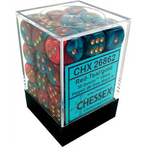 CHX 26862 Red/Teal with Gold Gemini 36 Count 12mm D6 Dice Set