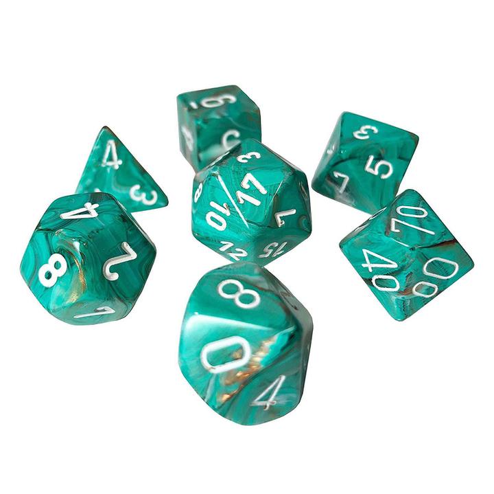 CHX 27403 Oxi-copper/White Marble 7 Count Polyhedral Dice Set