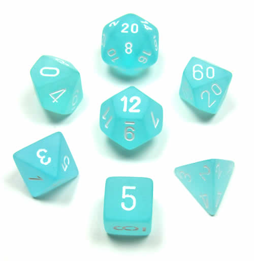 CHX 27405 Frosted Teal/White 7 Count Polyhedral Dice Set