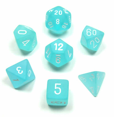 CHX 27405 Frosted Teal/White 7 Count Polyhedral Dice Set