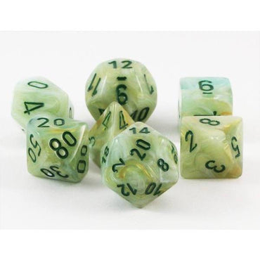 CHX 27409 Green/Dark Green Marble 7 Count Polyhedral Dice Set