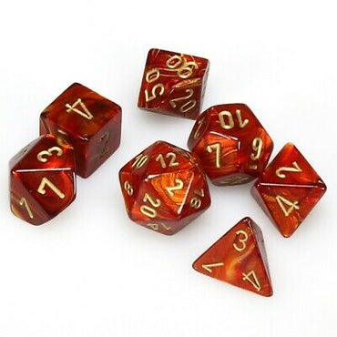 CHX 27414 Scarlet/Gold Scarab 7 Count Polyhedral Dice Set