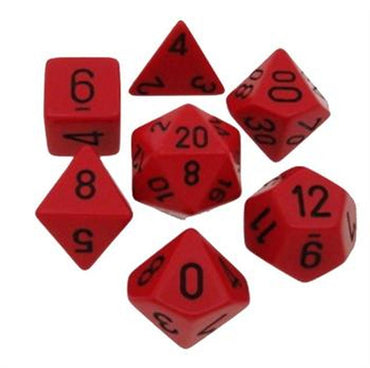 CHX 25414 Opaque Red/Black 7 Count Polyhedral Dice Set