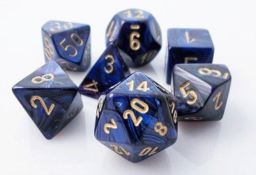 CHX 27427 Blue/Gold Scarab 7 Count Polyhedral Dice Set