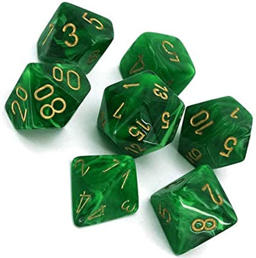 CHX 27435 Green/Gold Vortex 7 Count Polyhedral Dice Set