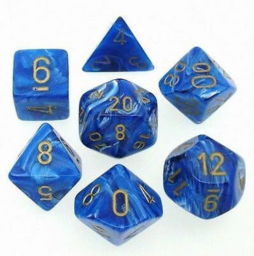 CHX 27436 Blue/Gold Vortex 7 Count Polyhedral Dice Set