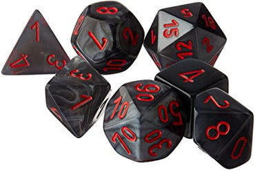 CHX 27478 Black/Red Velvet 7 Count Polyhedral Dice Set