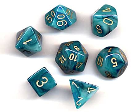 CHX 27489 Teal/Gold Phantom 7 Count Polyhedral Dice Set