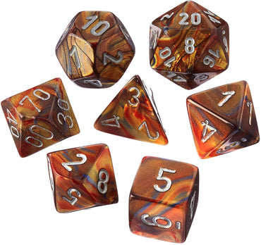 CHX 27493 Copper Lustrous Gold/Silver 7 Count Polyhedral Dice Set