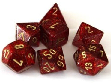 CHX 27504 Ruby/Gold Glitter 7 Count Polyhedral Dice Set