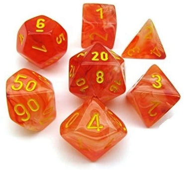 CHX 27523 Orange/Yellow Ghostly Glow 7 Count Polyhedral Dice Set