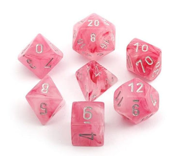 CHX 27524 Pink/Silver Ghostly Glow 7 Count Polyhedral Dice Set