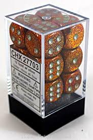 CHX 27703 Gold/Silver Glitter 12 Count 16mm D6 Dice Set