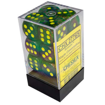 CHX 27765 Maple Green/Yellow Borealis 12 Count 16mm D6 Dice Set