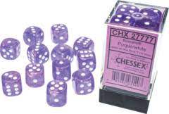 CHX 27777 Purple/White Borealis 12 Count 16mm D6 Dice Set