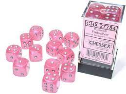 CHX 27784 Pink/Silver Borealis 12 Count 16mm D6 Dice Set