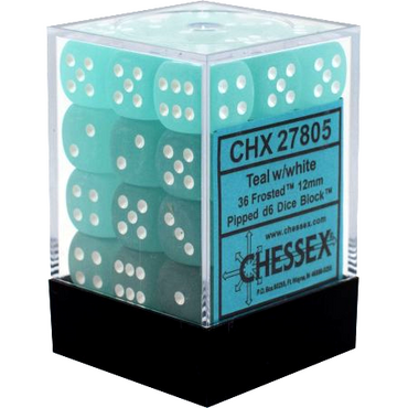 CHX 27805 Teal/White Frosted 36 Count 12mm D6 Dice Set