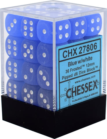 CHX 27806 Blue/White Frosted 36 Count 12mm D6 Dice Set
