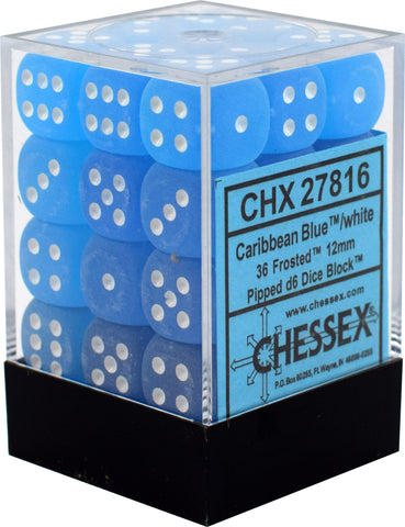 CHX 27816 Caribean Blue Frosted 36 Count 12mm D6 Dice Set