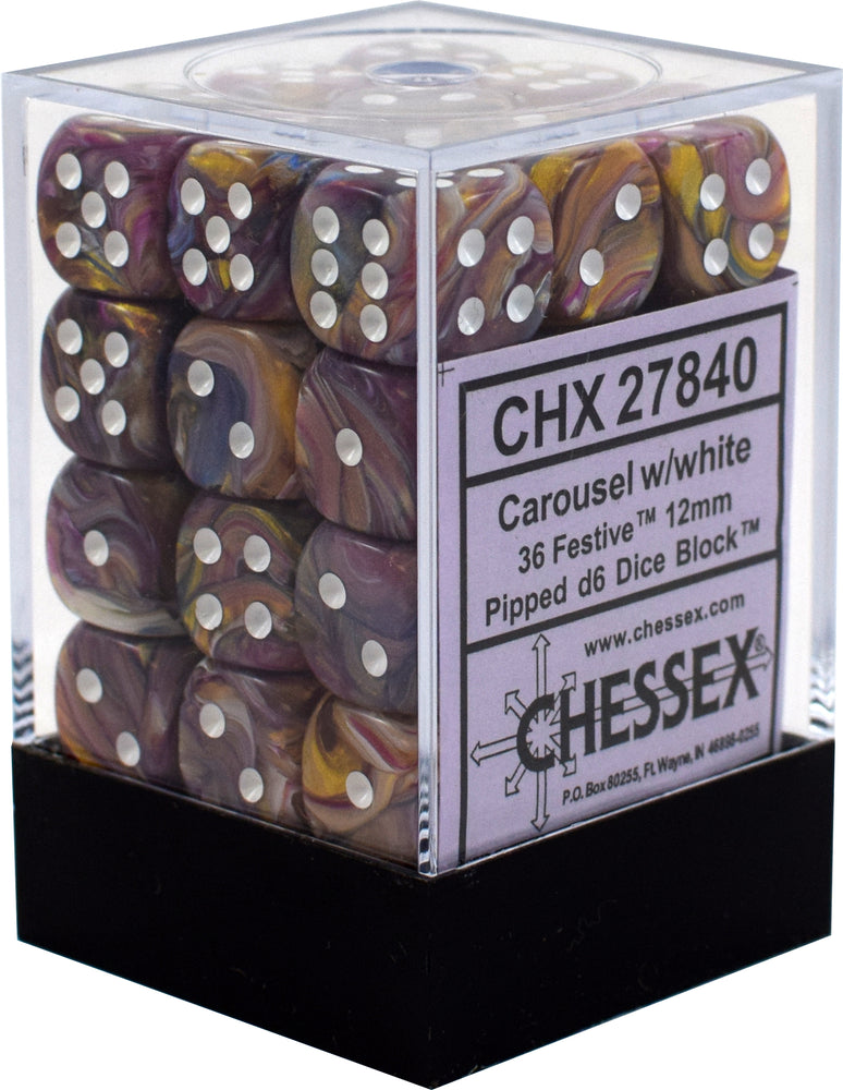 CHX 27840 Carousel/White Festive 36 Count 12mm D6 Dice Set