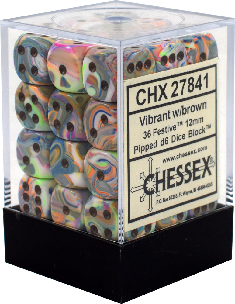 CHX 27841 Vibrant/Brown Festive 36 Count 12mm D6 Dice Set