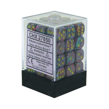 CHX 27850 Mosaic/Yellow Festive 36 Count 12mm D6 Dice Set