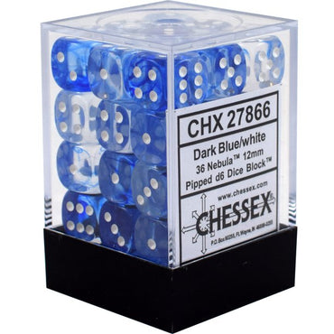 CHX 27866 Dark Blue/White Nebula 36 Count 12mm D6 Dice Set