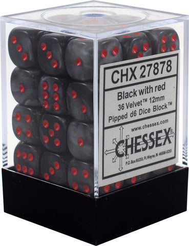 CHX 27878 Black/Red Velvet 36 Count 12mm D6 Dice Set