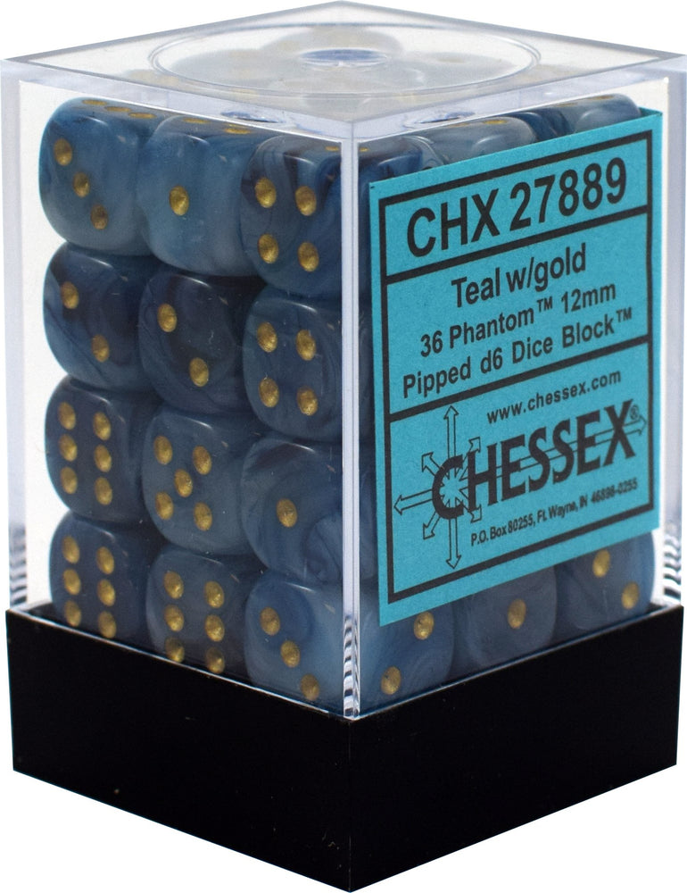 CHX 27889 Teal/Gold Phantom 36 Count 12mm D6 Dice Set