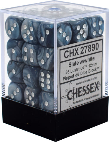 CHX 27890 Slate/White Lustrous 36 Count 12mm D6 Dice Set