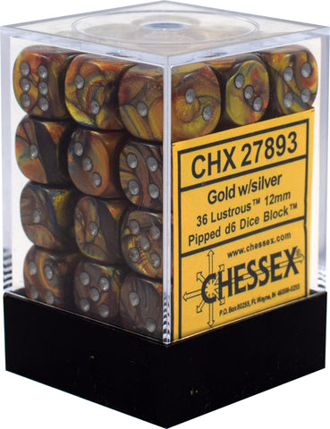 CHX 27893 Gold/Silver Lustrous 36 Count 12mm D6 Dice Set