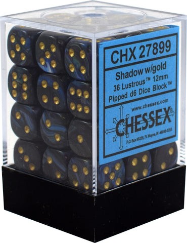 CHX 27899 Shadow/Gold Lustrous 36 Count 12mm D6 Dice Set