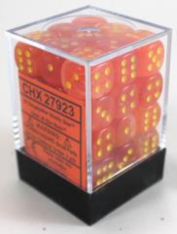 CHX 27723 Orange/Yellow Ghostly Glow 12 Count 16mm D6 Dice Set